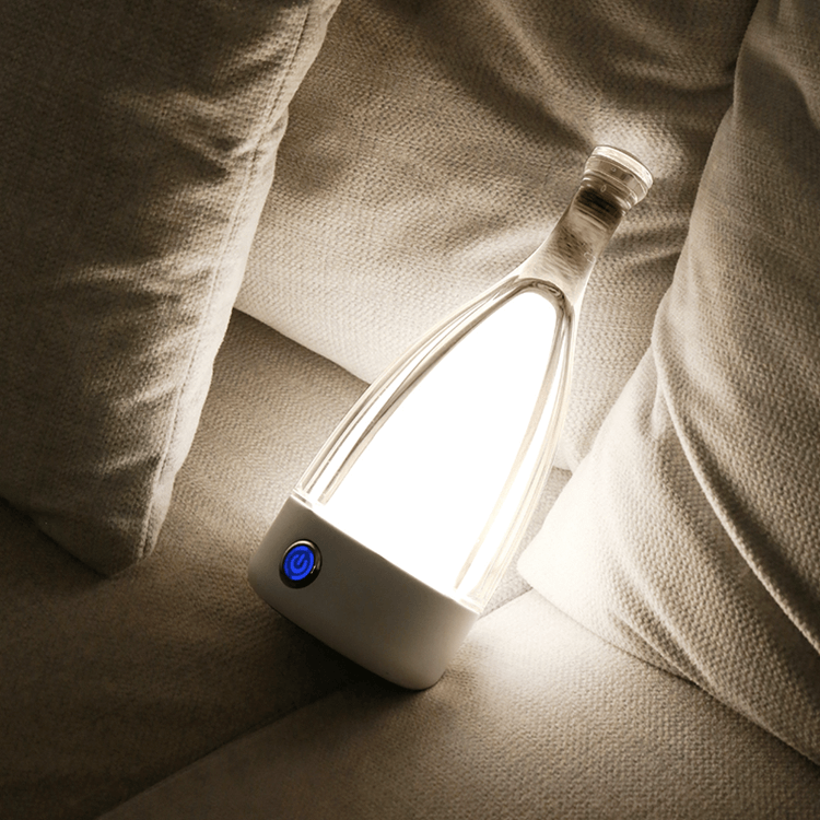 Maliben | Stylish Wine Bottle Table Lamp - Rechargeable With Dimmable Light