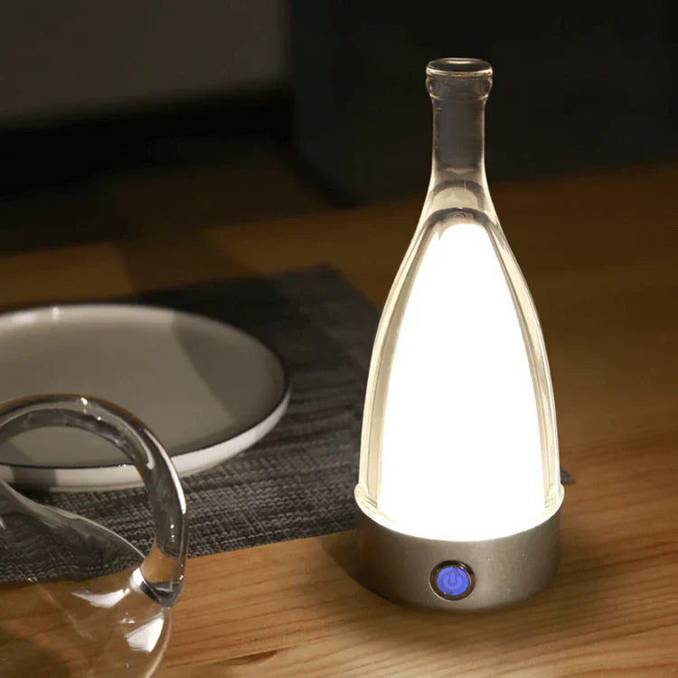 Maliben | Stylish Wine Bottle Table Lamp - Rechargeable With Dimmable Light
