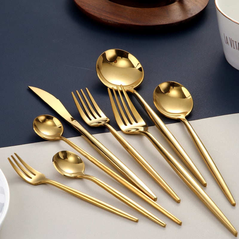 MAliben | Royalglimmer Gold Cutlery Set - Gold Cutlery Set For a Luxurious Table Decoration