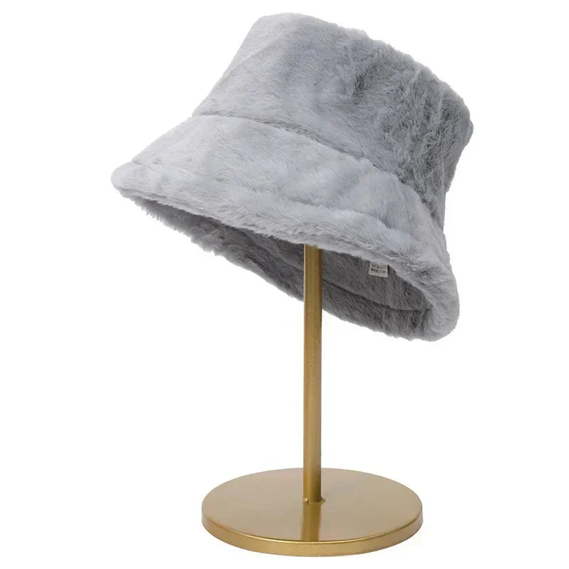 Maliben | Women’S Faux Rabbit Fur Autumn Bucket Hat – Lorna