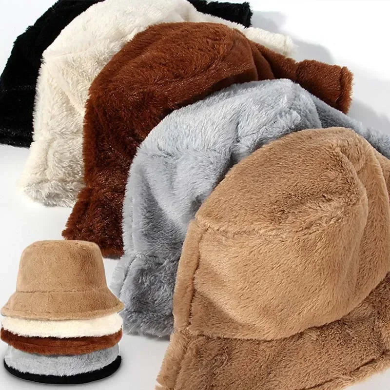 Maliben | Women’S Faux Rabbit Fur Autumn Bucket Hat – Lorna
