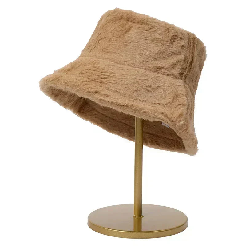 Maliben | Women’S Faux Rabbit Fur Autumn Bucket Hat – Lorna