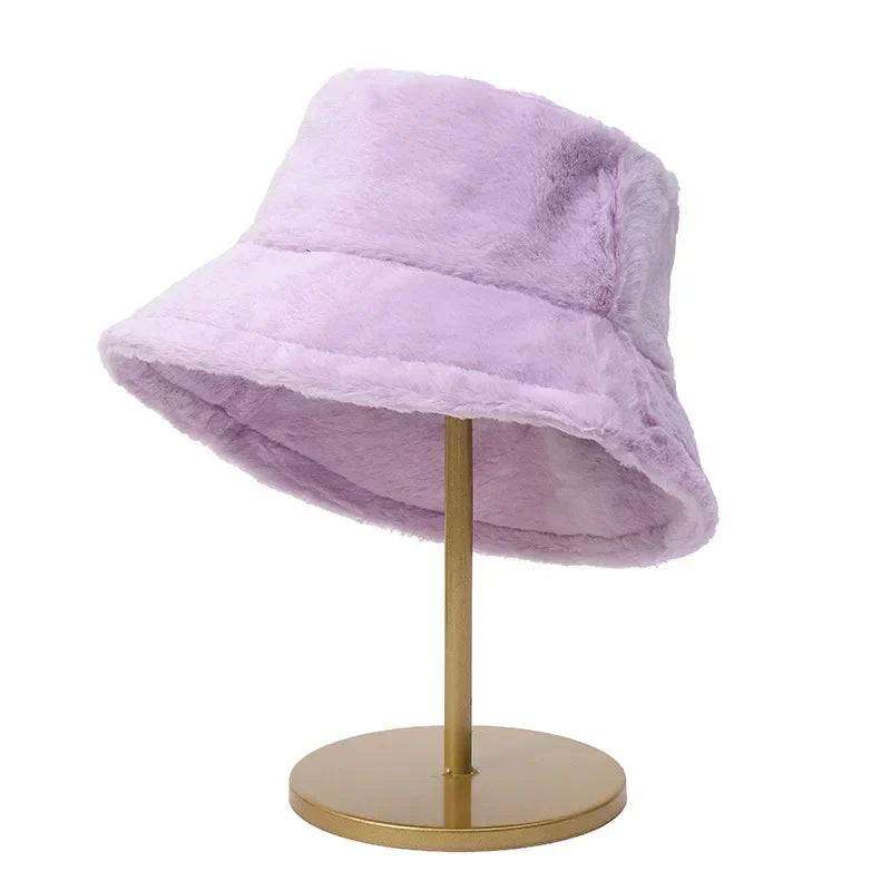 Maliben | Women’S Faux Rabbit Fur Autumn Bucket Hat – Lorna