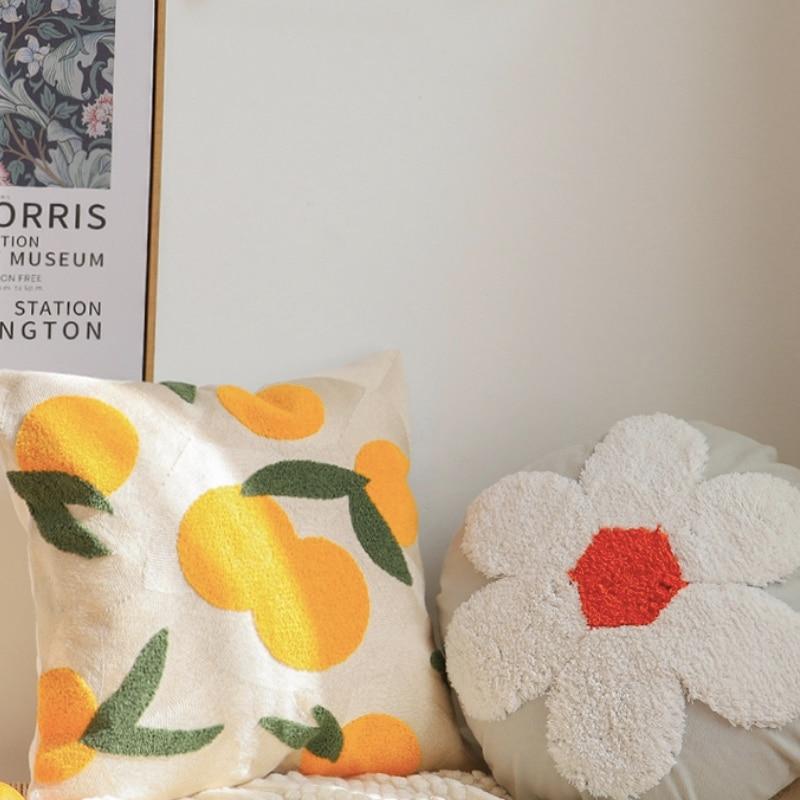 Maliben | Orange Embroidered Decorative Pillow