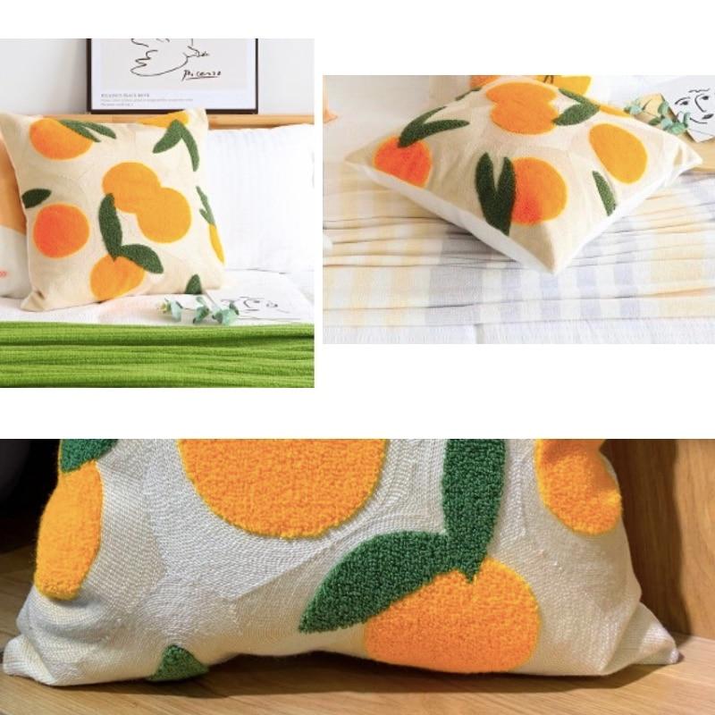 Maliben | Orange Embroidered Decorative Pillow