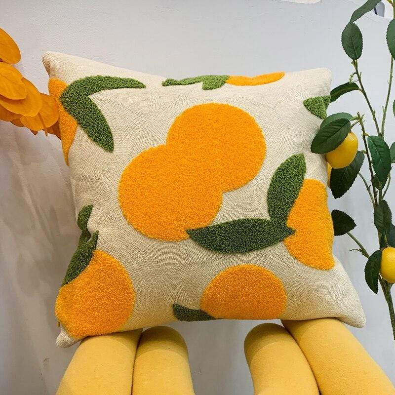 Maliben | Orange Embroidered Decorative Pillow