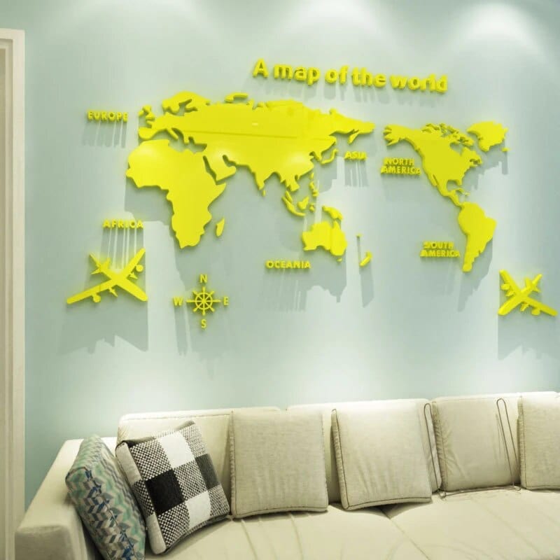 Maliben | 3d World Map Wall Sticker