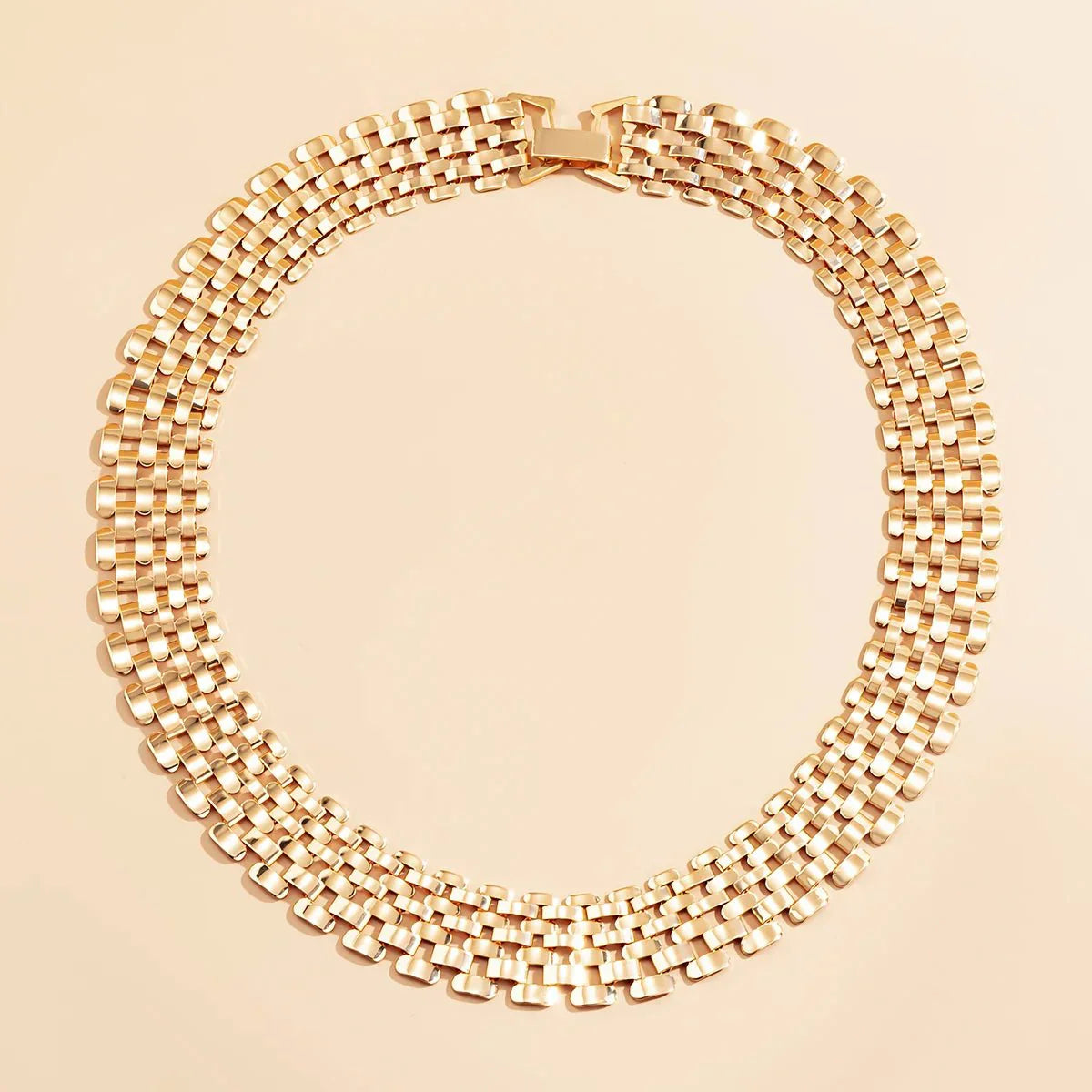 Maliben | Wide Flow Flat Chain Choker Necklace