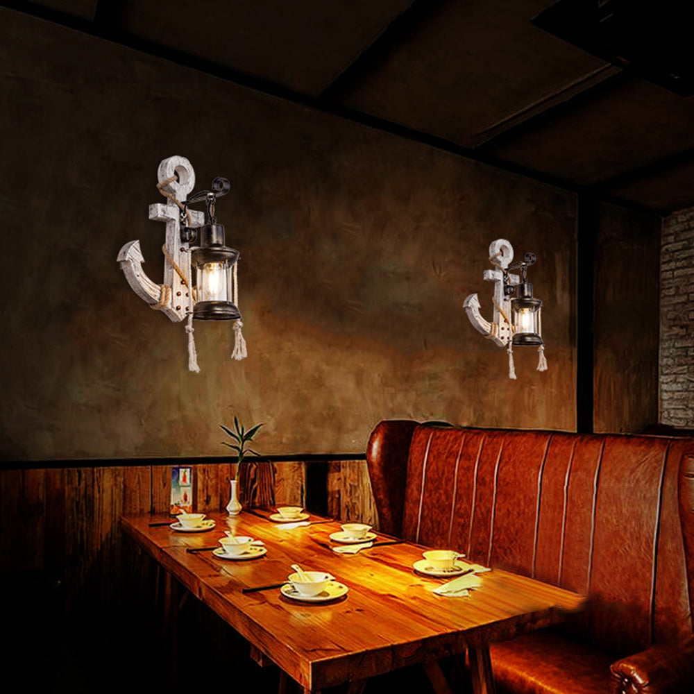 Maliben | Wooden Anchor Led Wall Lamp – Nautica