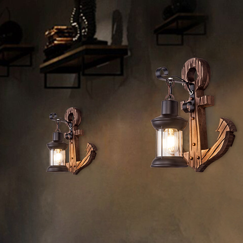 Maliben | Wooden Anchor Led Wall Lamp – Nautica