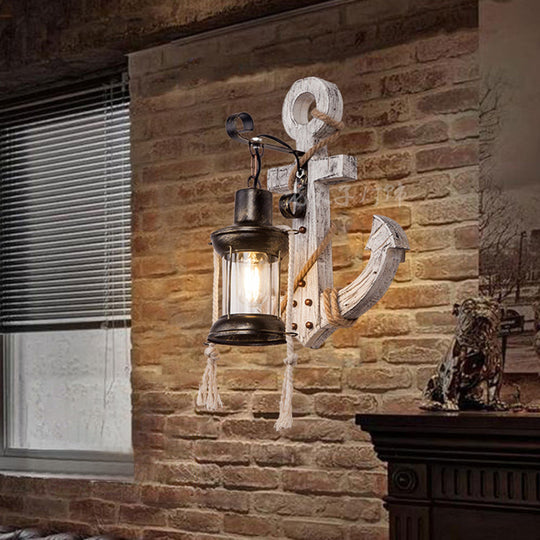 Maliben | Wooden Anchor Led Wall Lamp – Nautica