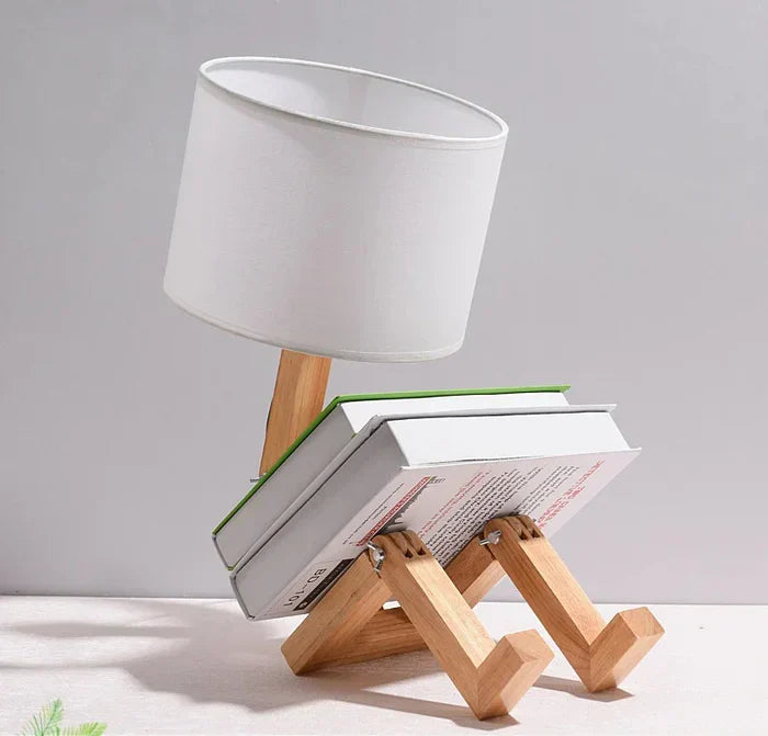 Maliben | Wooden Table Lamp With Book Holder - Rutanflex
