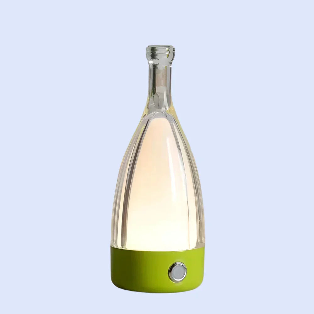 Maliben | Stylish Wine Bottle Table Lamp - Rechargeable With Dimmable Light