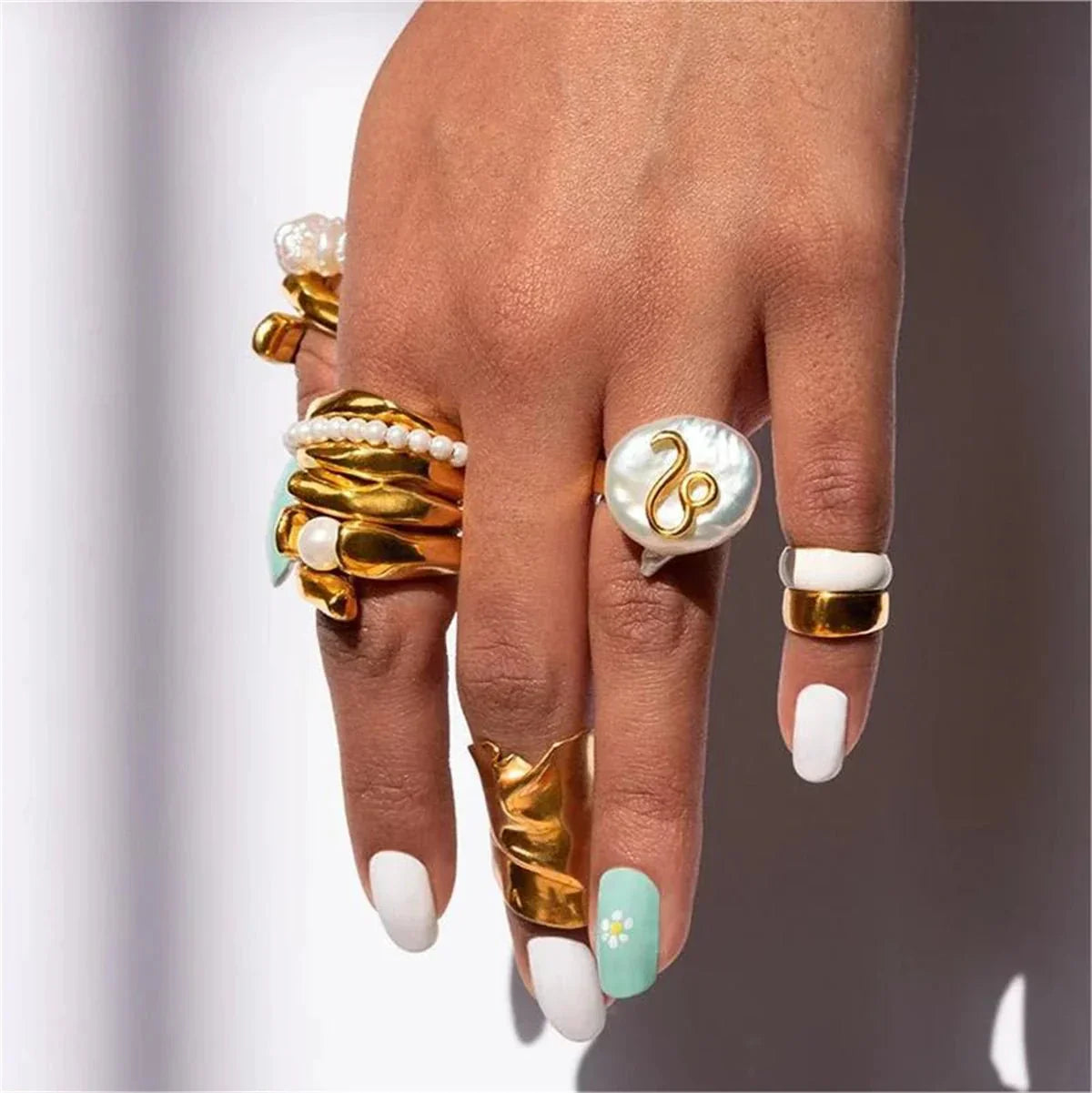 Maliben | Zodiac Sign Large Pearl Statement Ring